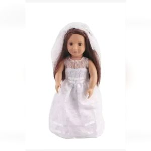 *:  New 2pc  White Wedding  communion dress with vail  fits most  18" Dolls